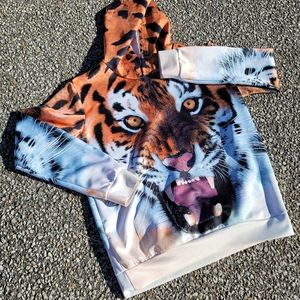 3D Digital Tiger Printed Long Sleeve hoodie